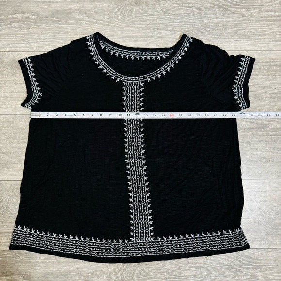 Rafaella Black Bohemian Embroidered Women's Relaxed Fit Lightweight Top Size XL‎ - Picture 14 of 17